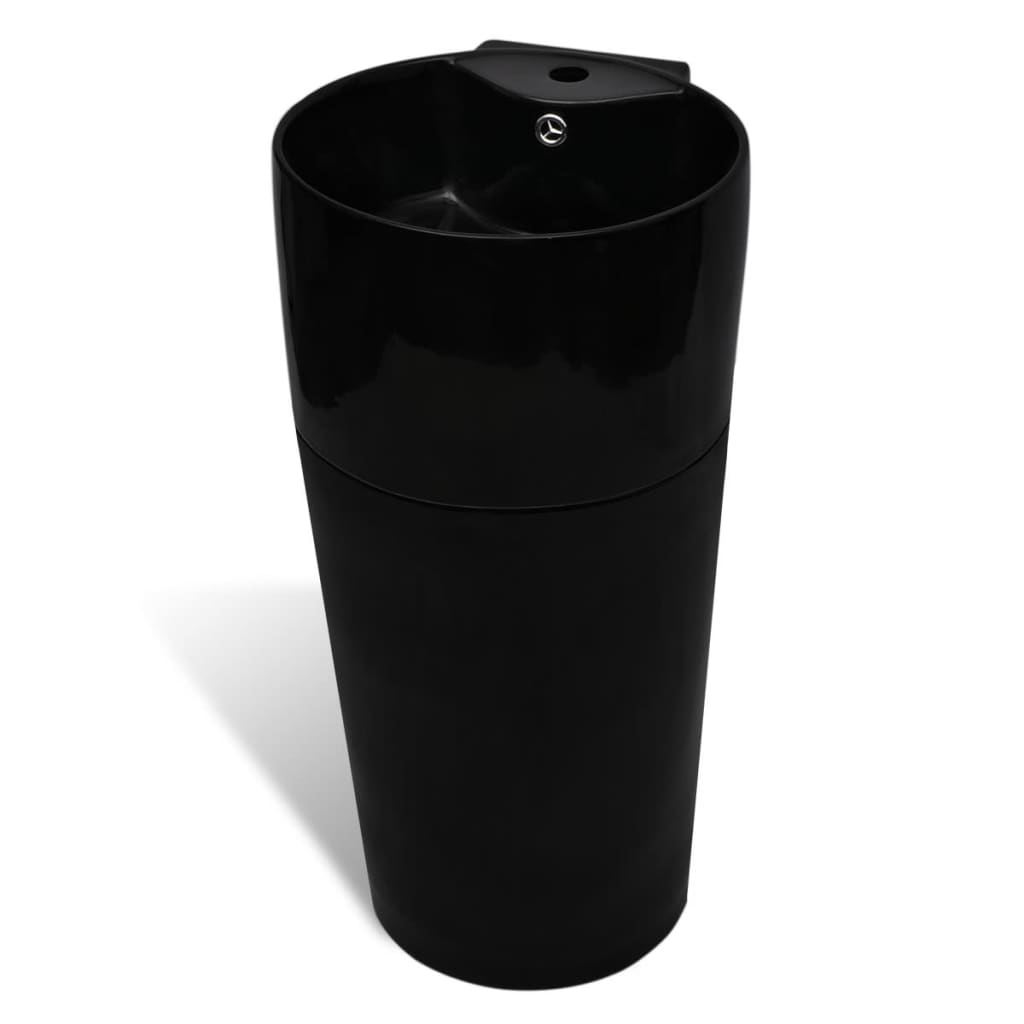 vidaXL Standwaschbecken Keramik mit Loch für Überlauf/Armatur Schwarz