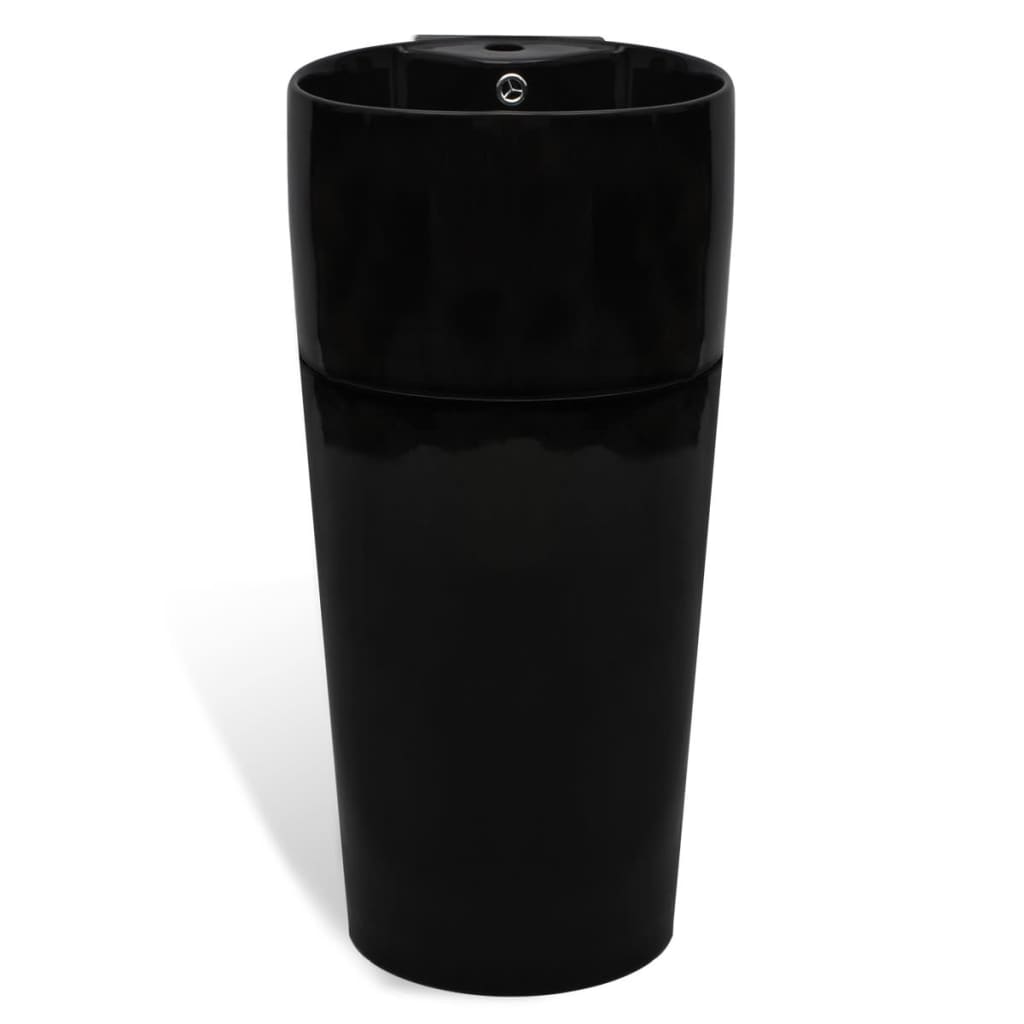 vidaXL Standwaschbecken Keramik mit Loch für Überlauf/Armatur Schwarz