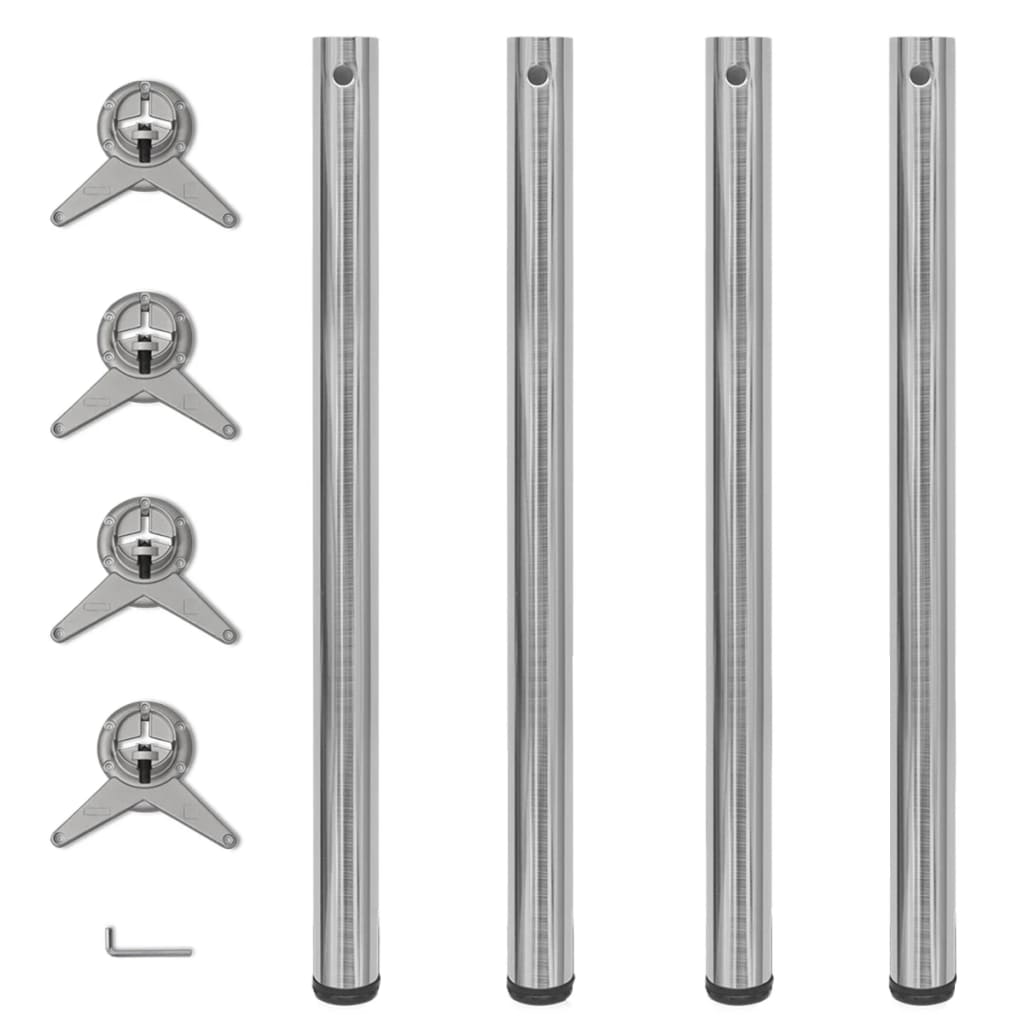 4x höhenverstellbares Tischbein Nickel gebürstet 710 mm