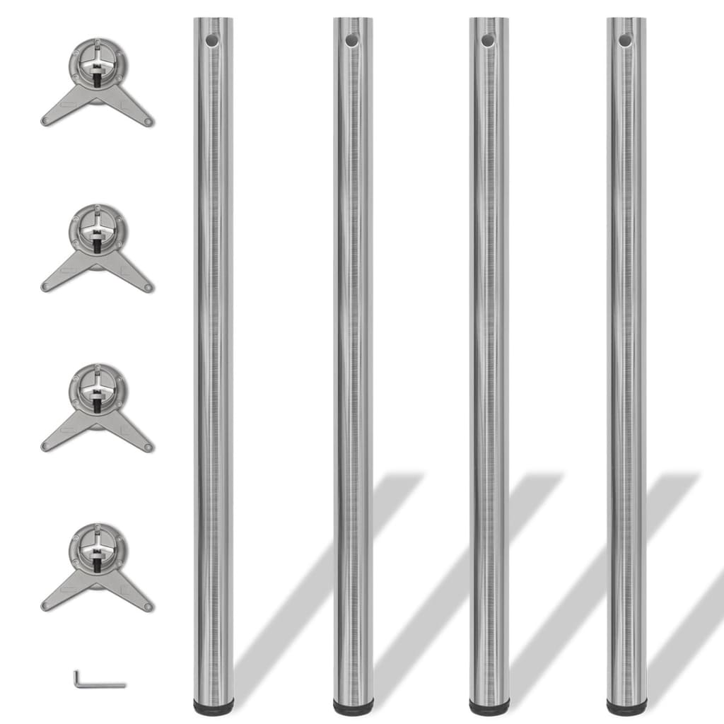 4x höhenverstellbares Tischbein Nickel gebürstet 710 mm