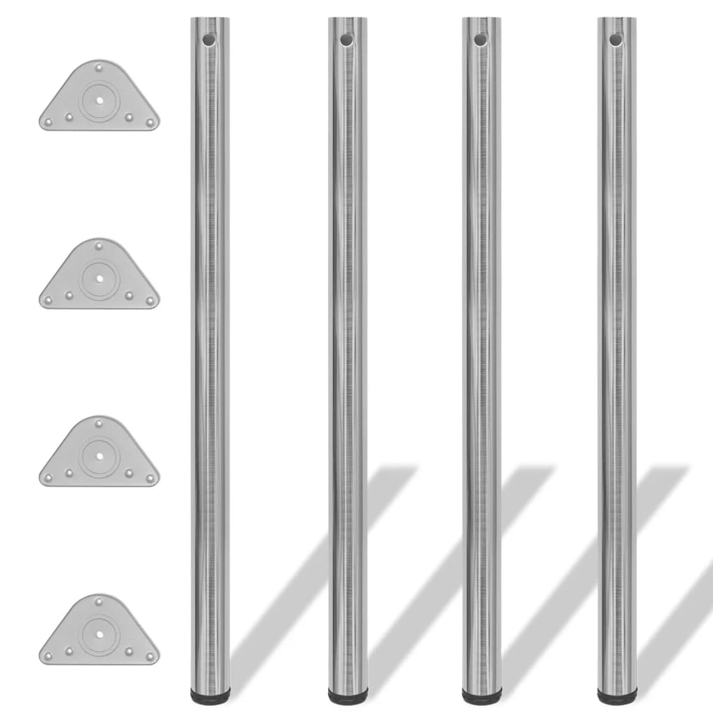 4 höhenverstellbare Tischbeine Nickel gebürstet 870 mm