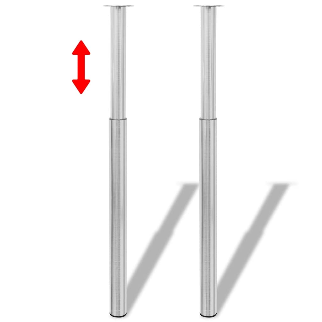 2 x Teleskopfuß Stützfuß Tischbein Edelstahl 710mm-1100mm
