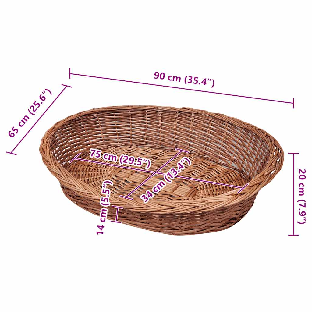 vidaXL Hundebett aus Weide Natur 90 cm