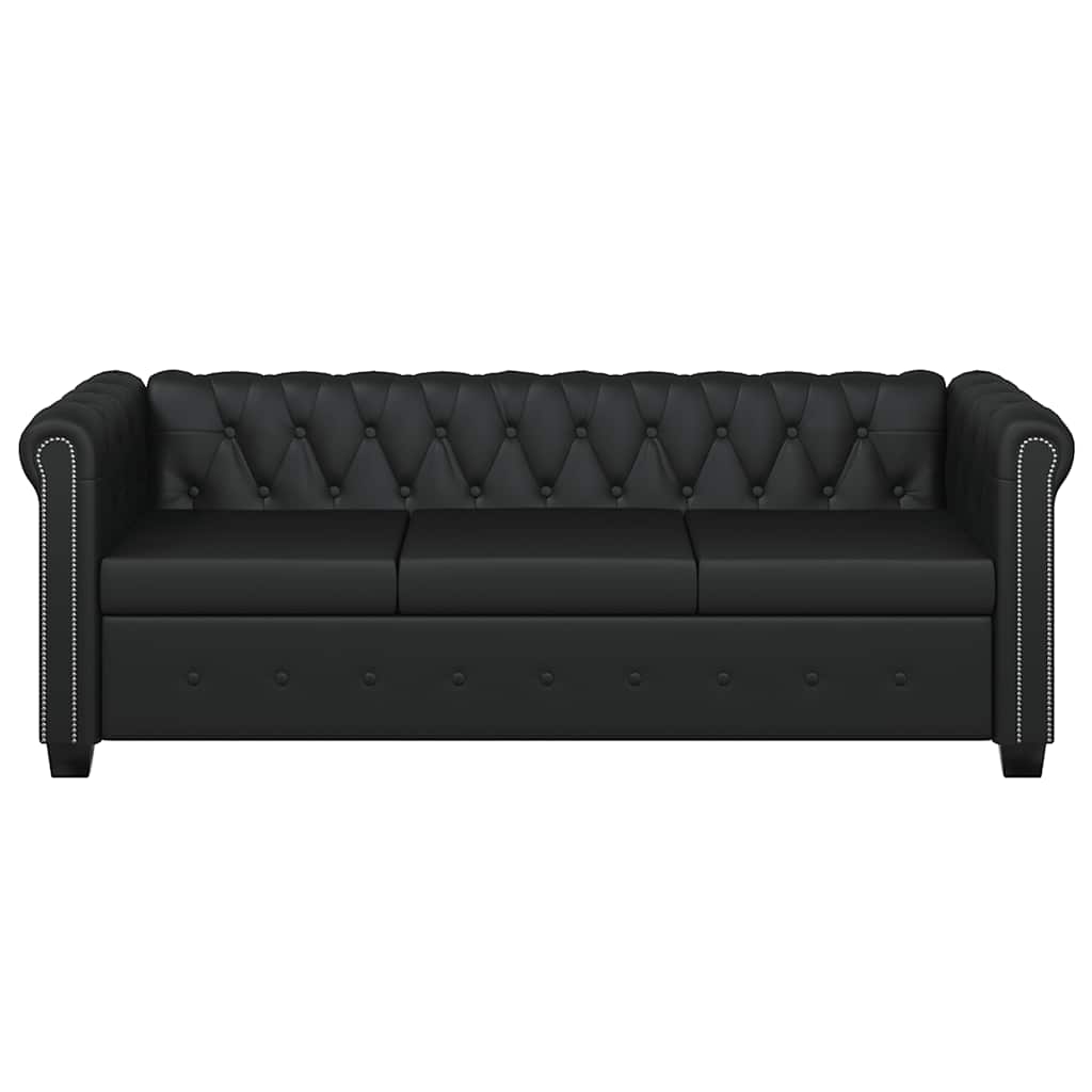vidaXL Chesterfield-Sofa 3-Sitzer Kunstleder Schwarz