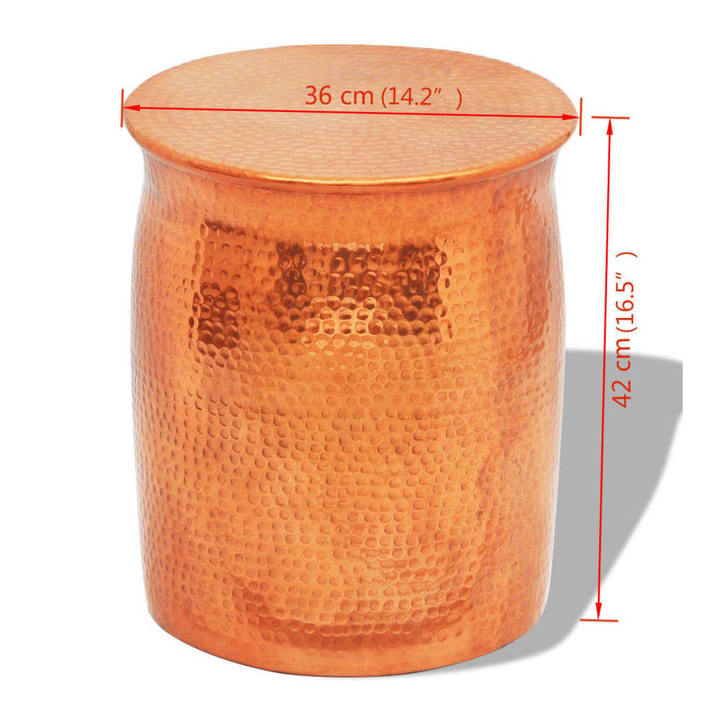 vidaXL Hocker/Beistelltisch aus gehämmertem Aluminium Kupferfarben