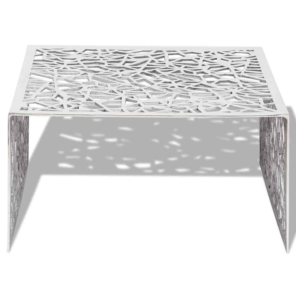 vidaXL Couchtisch Silbern Geometrisches Lochmuster Aluminium
