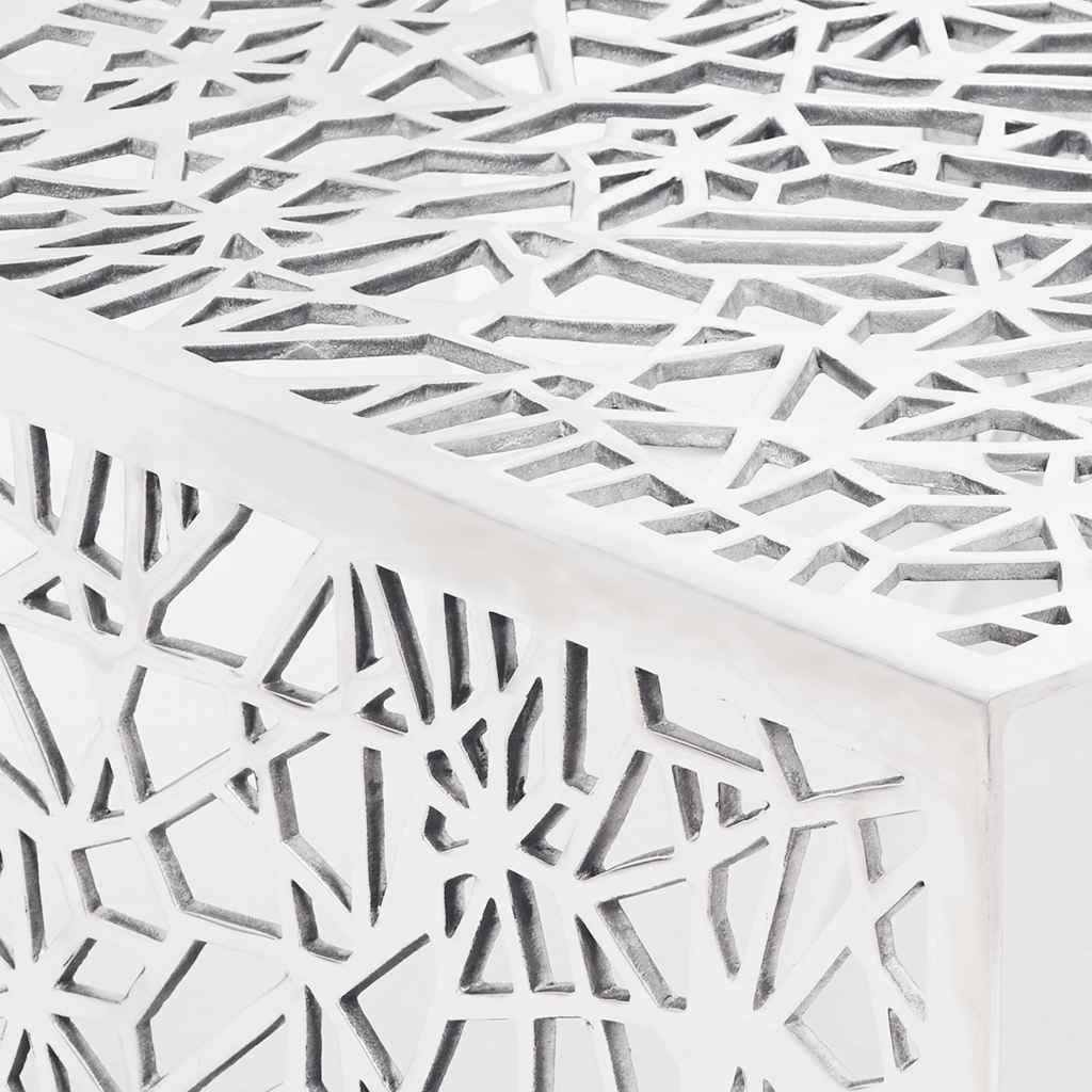 vidaXL Couchtisch Silbern Geometrisches Lochmuster Aluminium