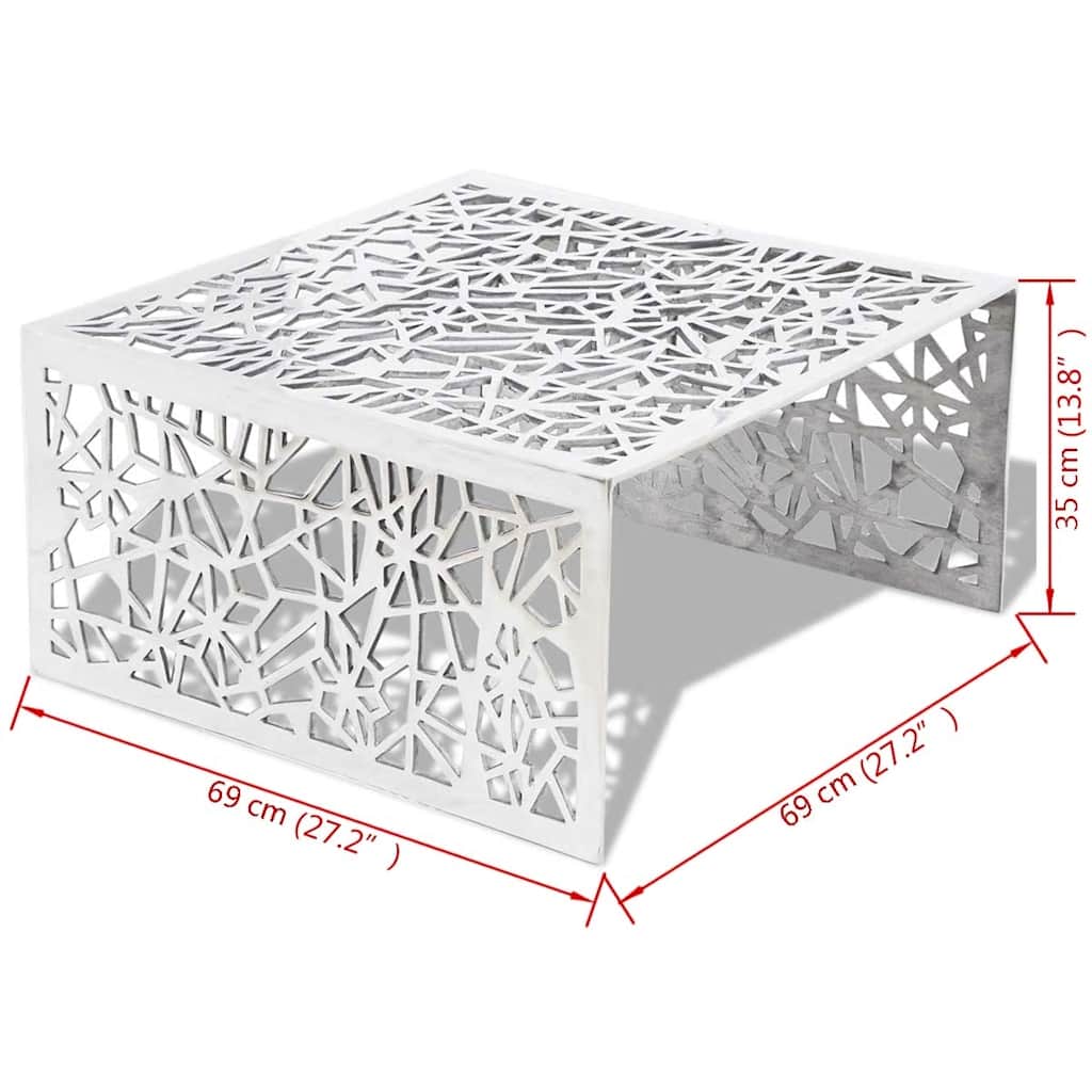 vidaXL Couchtisch Silbern Geometrisches Lochmuster Aluminium