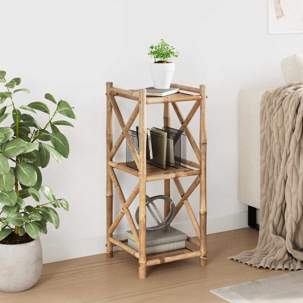 vidaXL Standregal mit 3 Böden Quadratisch Bambus