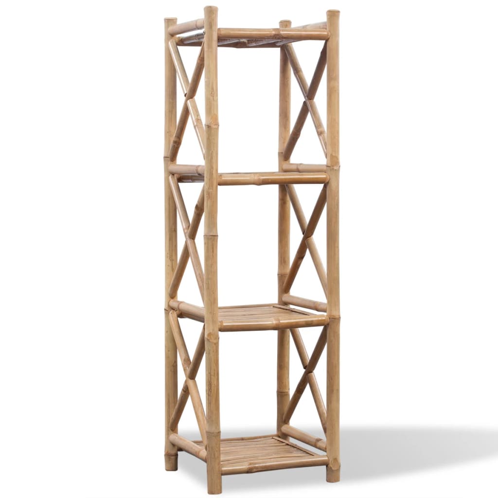 vidaXL Standregal mit 4 Böden Quadratisch Bambus