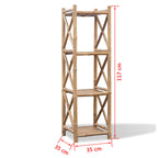 vidaXL Standregal mit 4 Böden Quadratisch Bambus