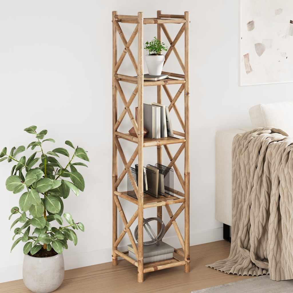 vidaXL Standregal mit 5 Böden Quadratisch Bambus
