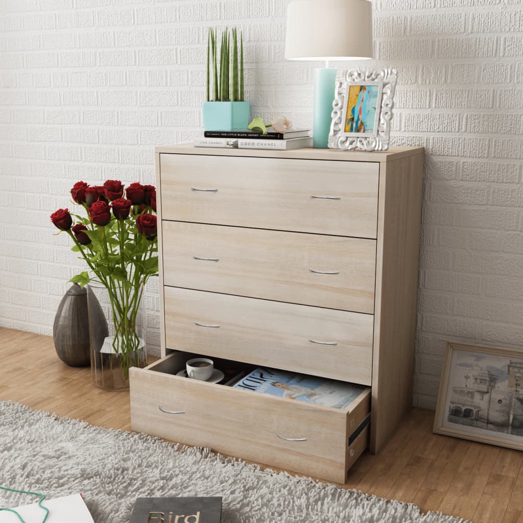 vidaXL Kommode mit 4 Schubladen 60×30,5×71 cm Eichenbraun