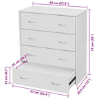 vidaXL Kommode mit 4 Schubladen 60×30,5×71 cm Weiß