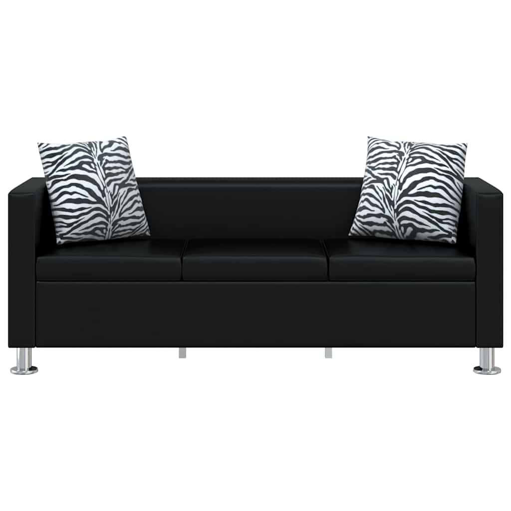 vidaXL Sofa-Set Kunstleder 3-Sitzer und 2-Sitzer Schwarz