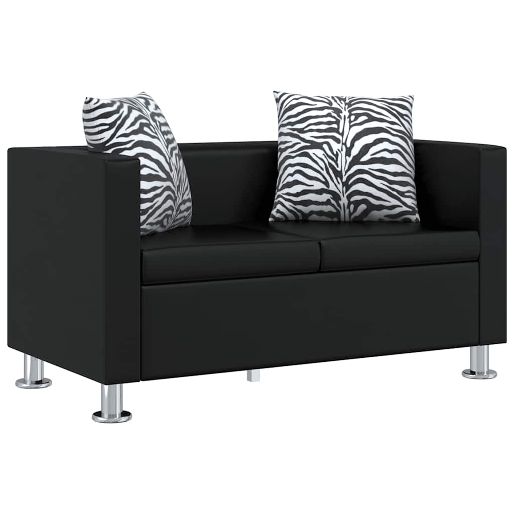 vidaXL Sofa-Set Kunstleder 3-Sitzer und 2-Sitzer Schwarz