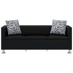 vidaXL Sofa-Set Kunstleder 3-Sitzer + 2-Sitzer + Sessel Schwarz