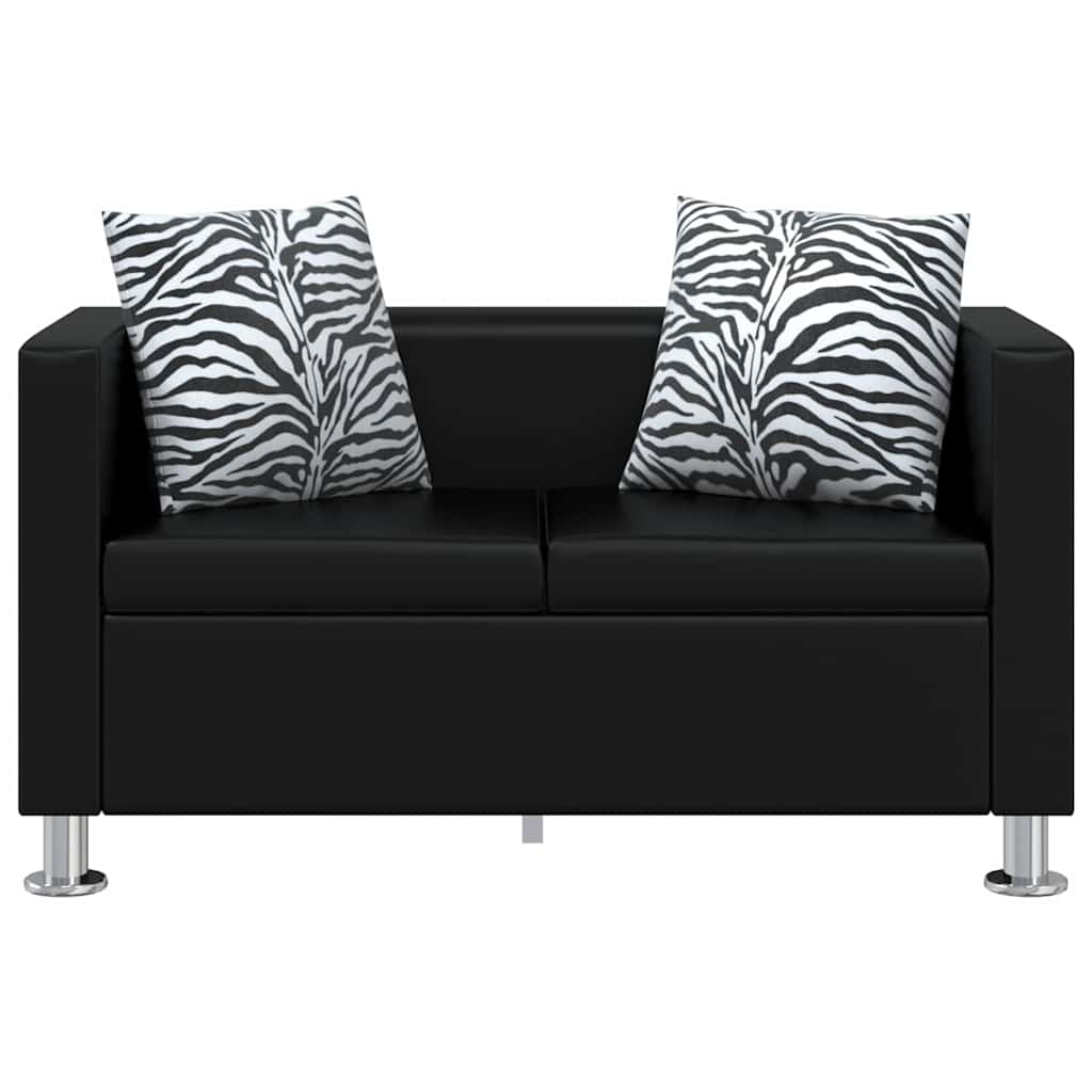 vidaXL Sofa-Set Kunstleder 3-Sitzer + 2-Sitzer + Sessel Schwarz