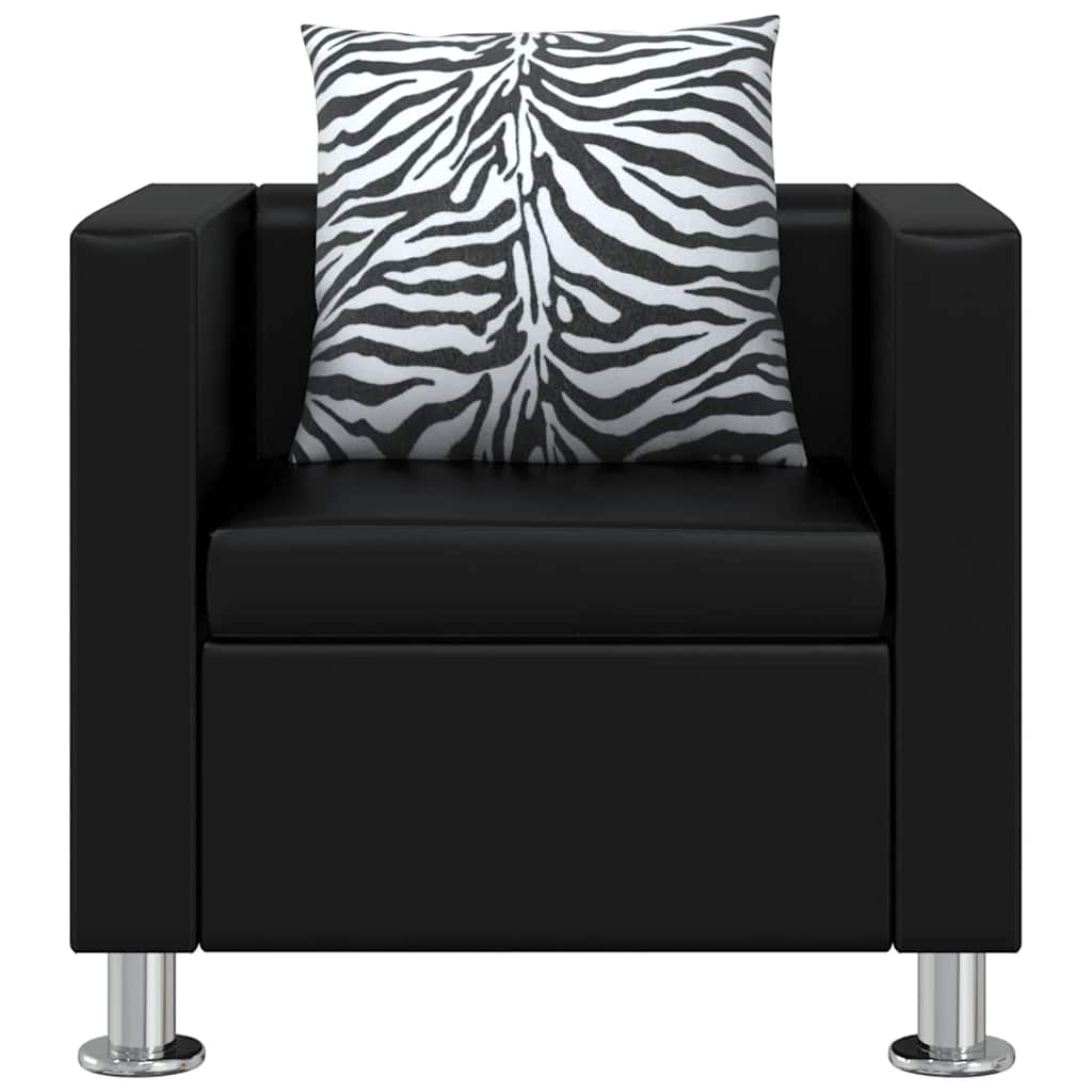 vidaXL Sofa-Set Kunstleder 3-Sitzer + 2-Sitzer + Sessel Schwarz