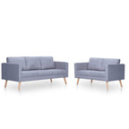 vidaXL Sofagarnitur 2-Sitzer & 3-Sitzer Stoff Hellgrau