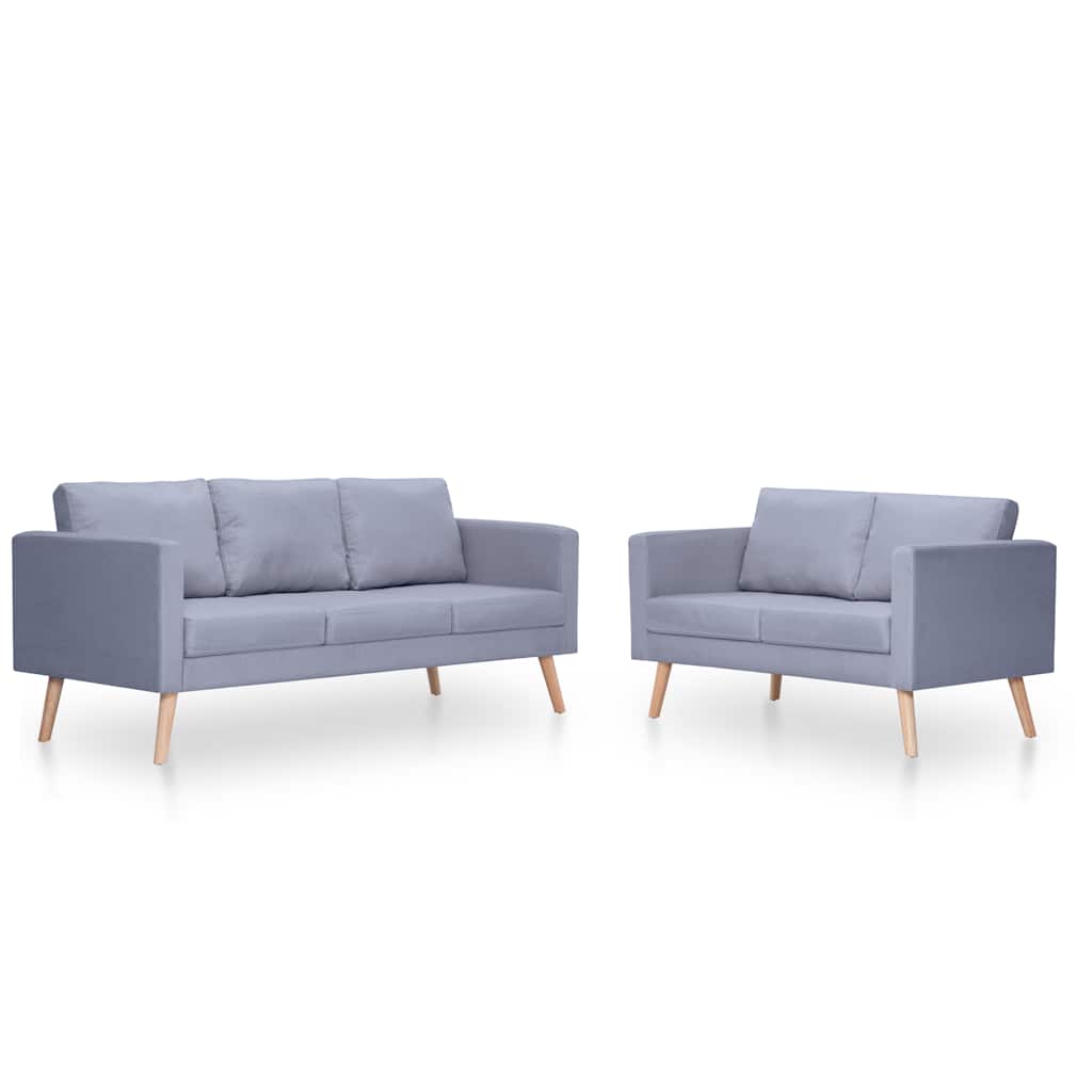 vidaXL Sofagarnitur 2-Sitzer & 3-Sitzer Stoff Hellgrau