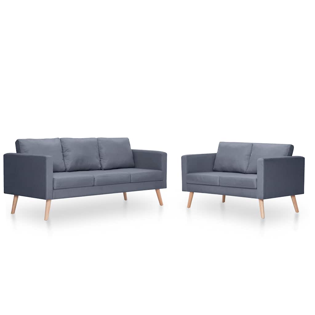 vidaXL Sofagarnitur 2-Sitzer und 3-Sitzer Stoff Dunkelgrau