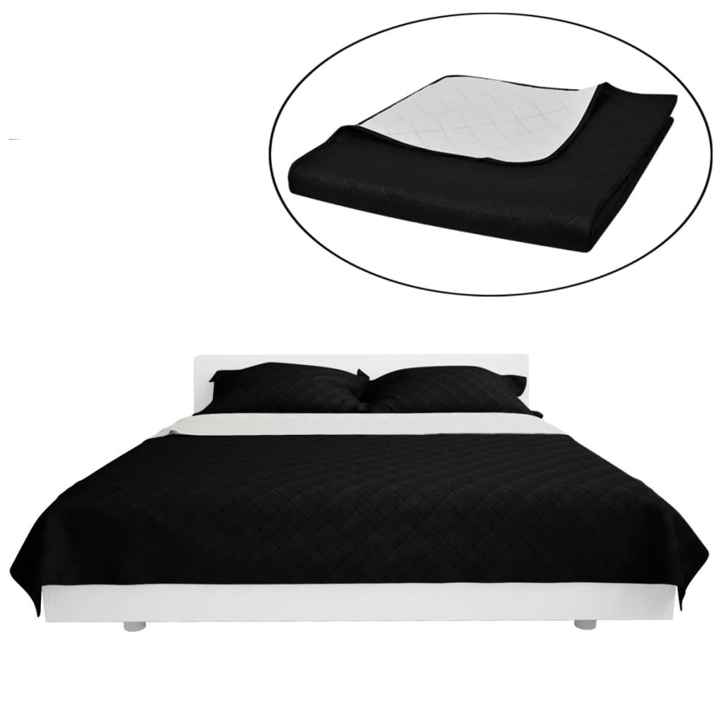 vidaXL Zweiseitige Tagesdecke Gesteppt Schwarz/Weiß 230x260 cm