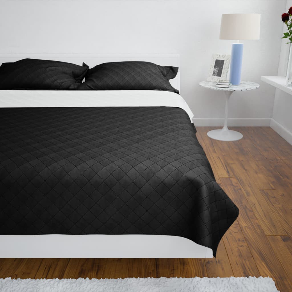 vidaXL Zweiseitige Tagesdecke Gesteppt Schwarz/Weiß 230x260 cm