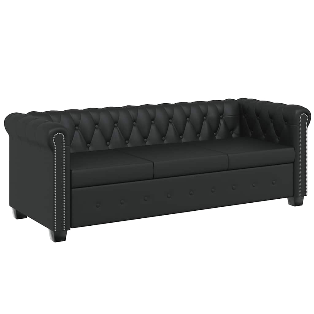 vidaXL Chesterfield-Sofas 2-Sitzer und 3-Sitzer Kunstleder Schwarz