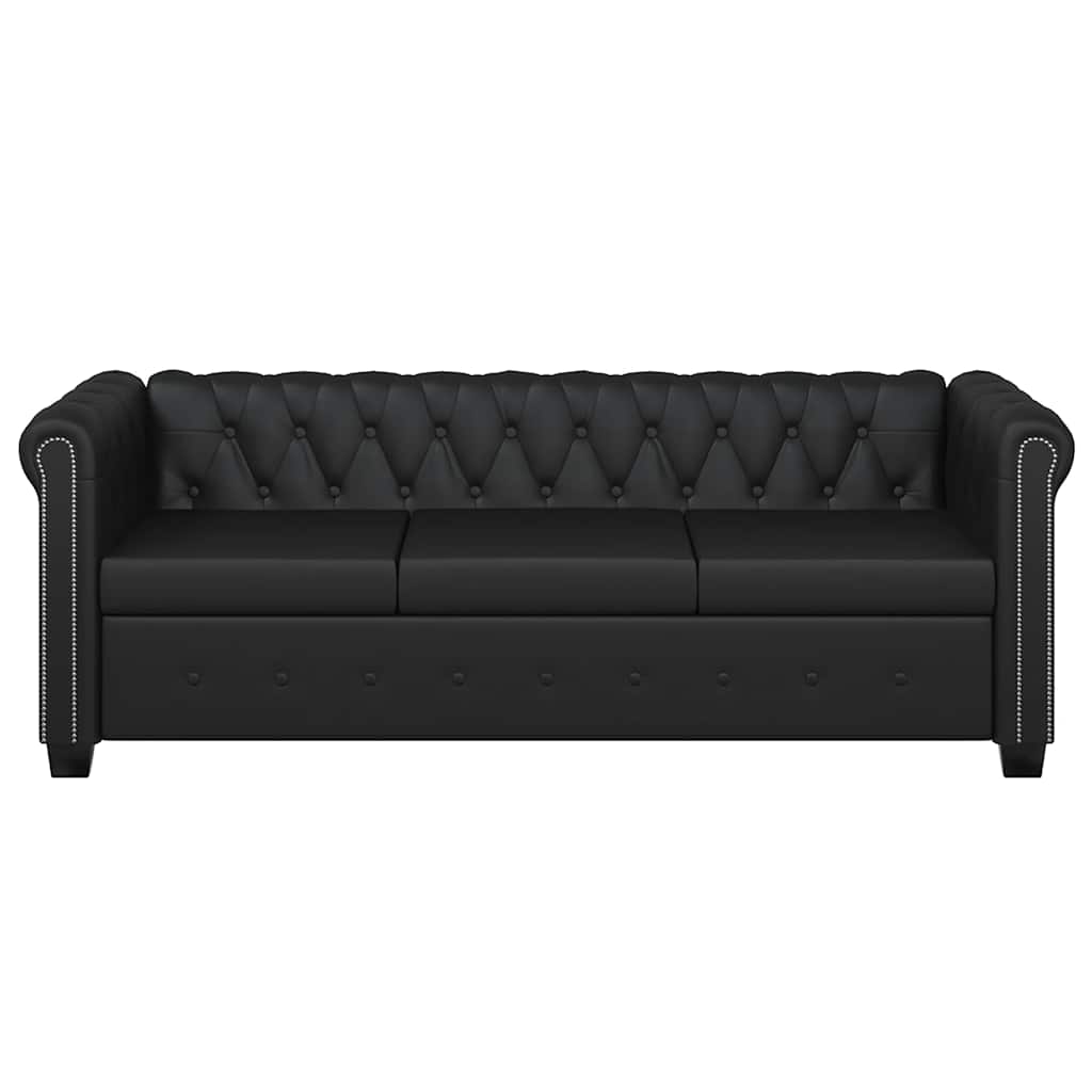 vidaXL Chesterfield-Sofas 2-Sitzer und 3-Sitzer Kunstleder Schwarz