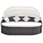 vidaXL Outdoor-Loungebett mit Dach Poly Rattan Braun