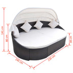 vidaXL Outdoor-Loungebett mit Dach Poly Rattan Braun