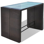 vidaXL 7-tlg. Gartenbar-Set mit Auflagen Poly Rattan Braun