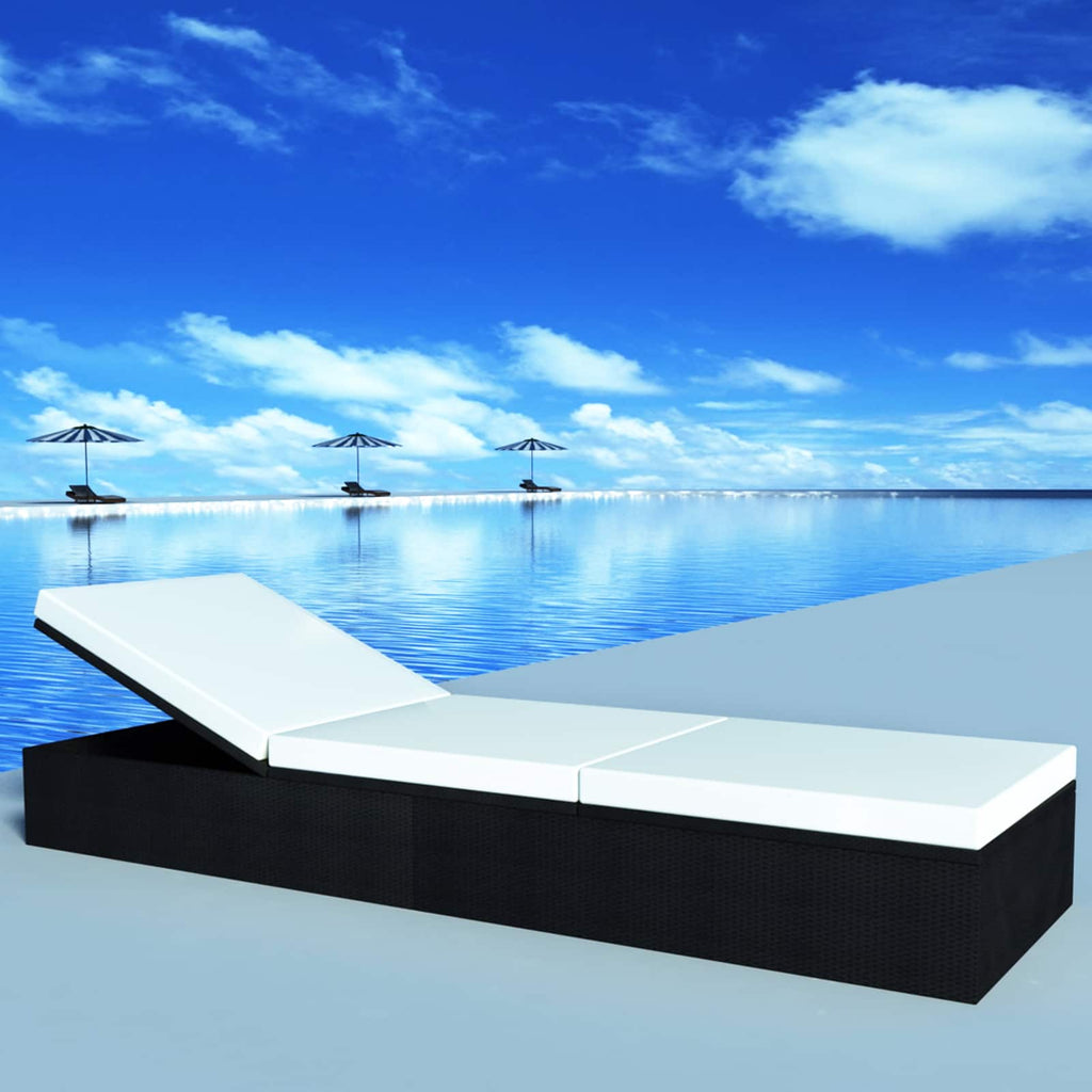 vidaXL Sonnenliege Schwarz Poly-Rattan