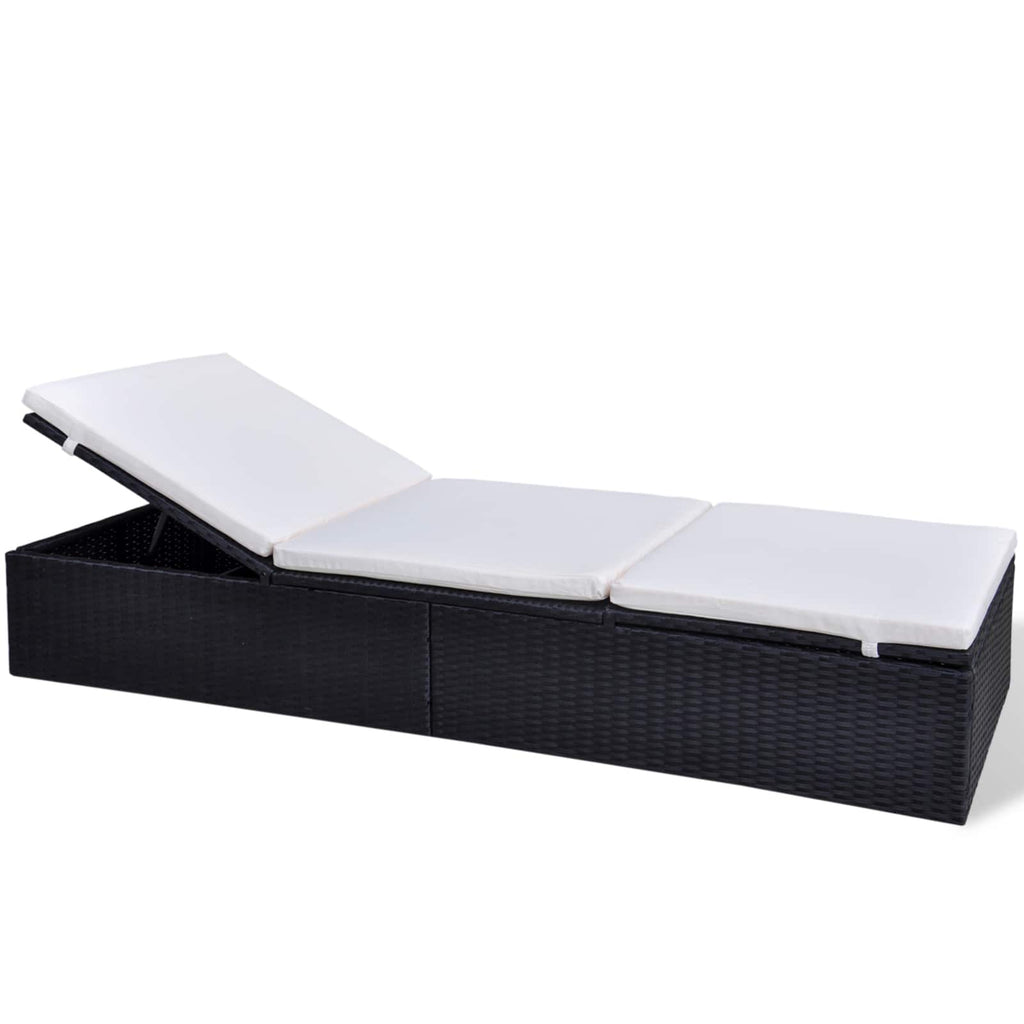 vidaXL Sonnenliege Schwarz Poly-Rattan