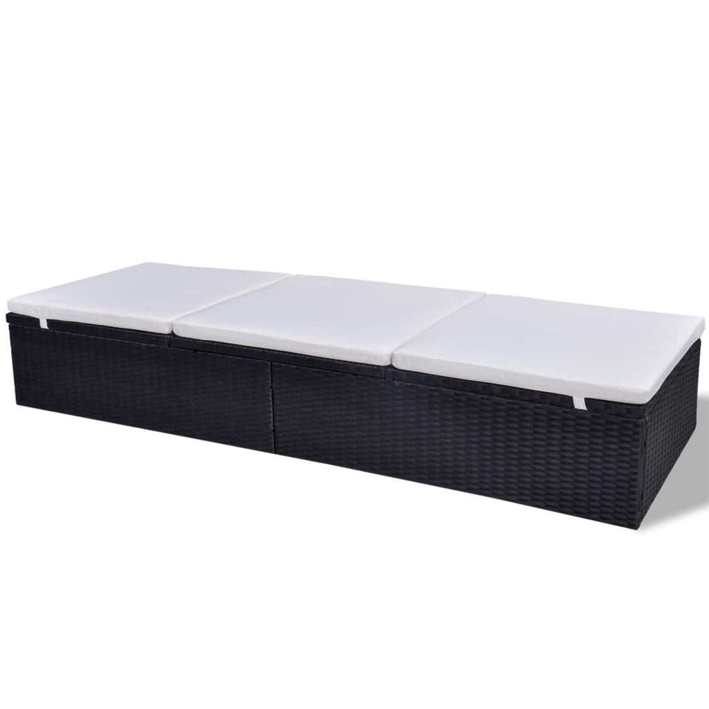 vidaXL Sonnenliege Schwarz Poly-Rattan