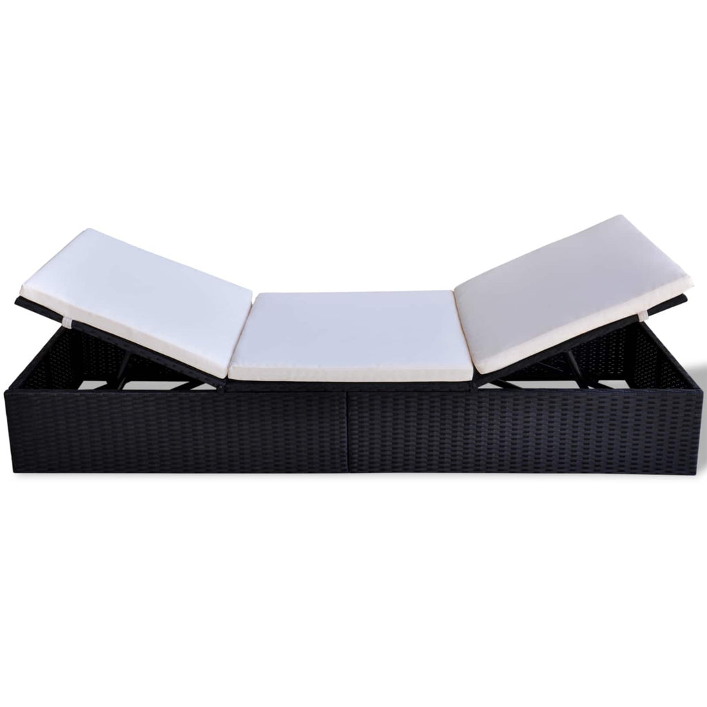 vidaXL Sonnenliege Schwarz Poly-Rattan