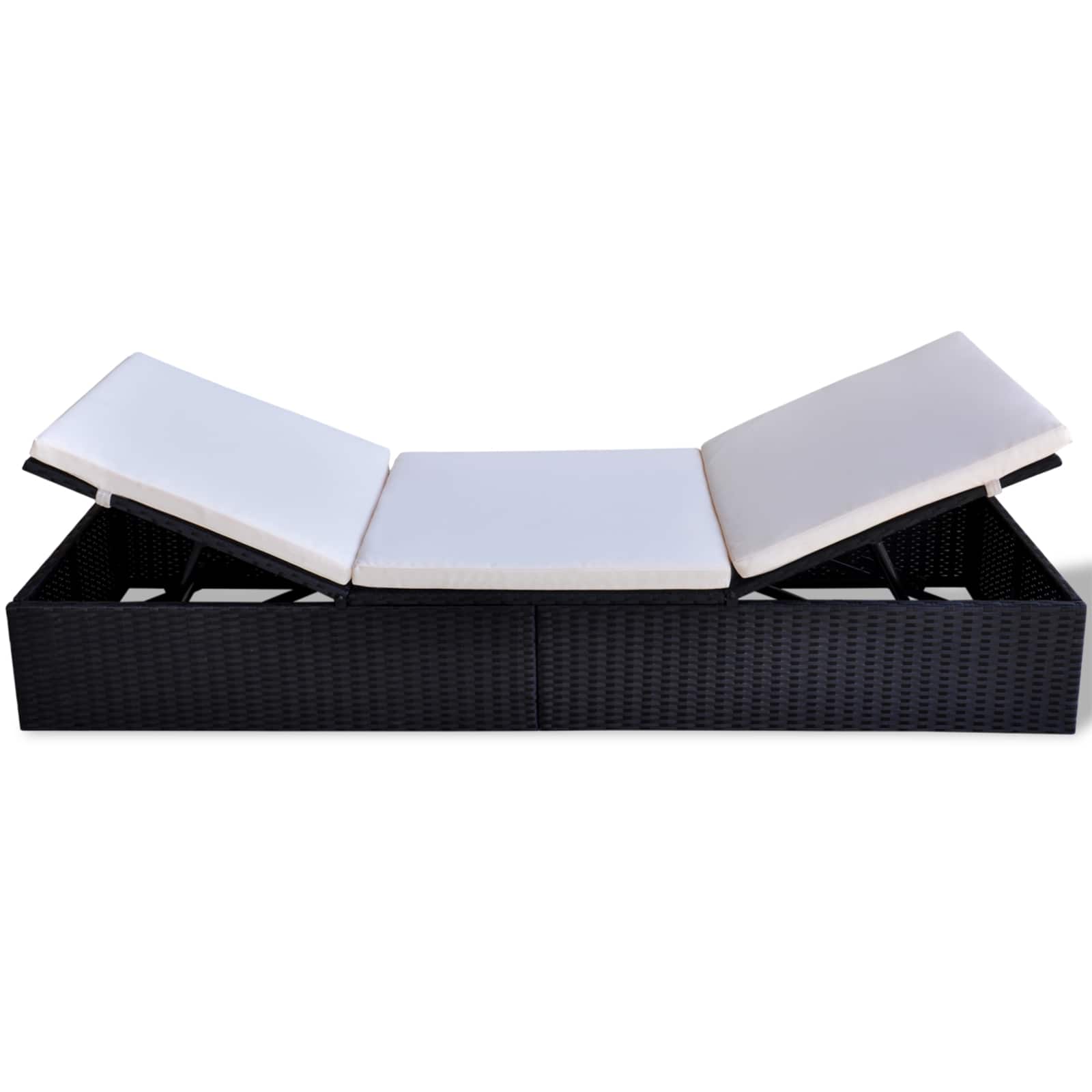 vidaXL Sonnenliege Schwarz Poly-Rattan