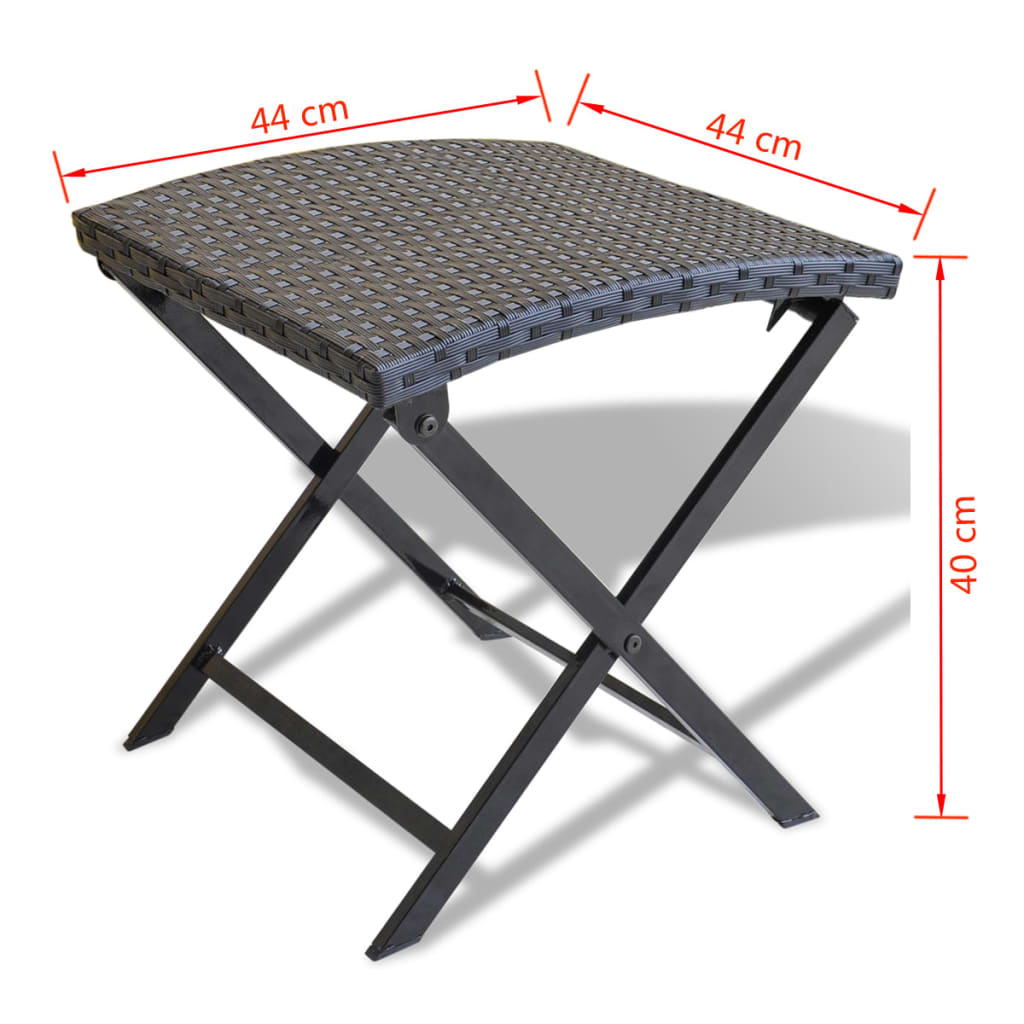 vidaXL Klapphocker Poly Rattan Schwarz