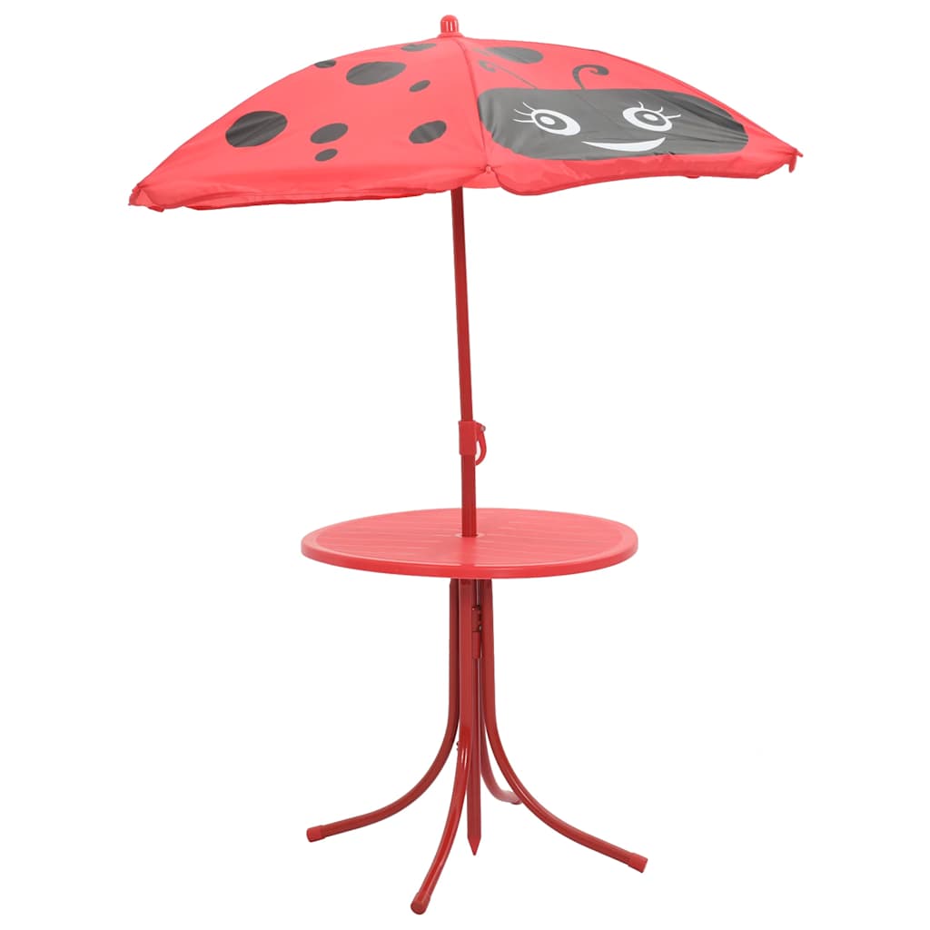 vidaXL 3-tlg. Garten-Bistro-Set für Kinder mit Sonnenschirm Rot