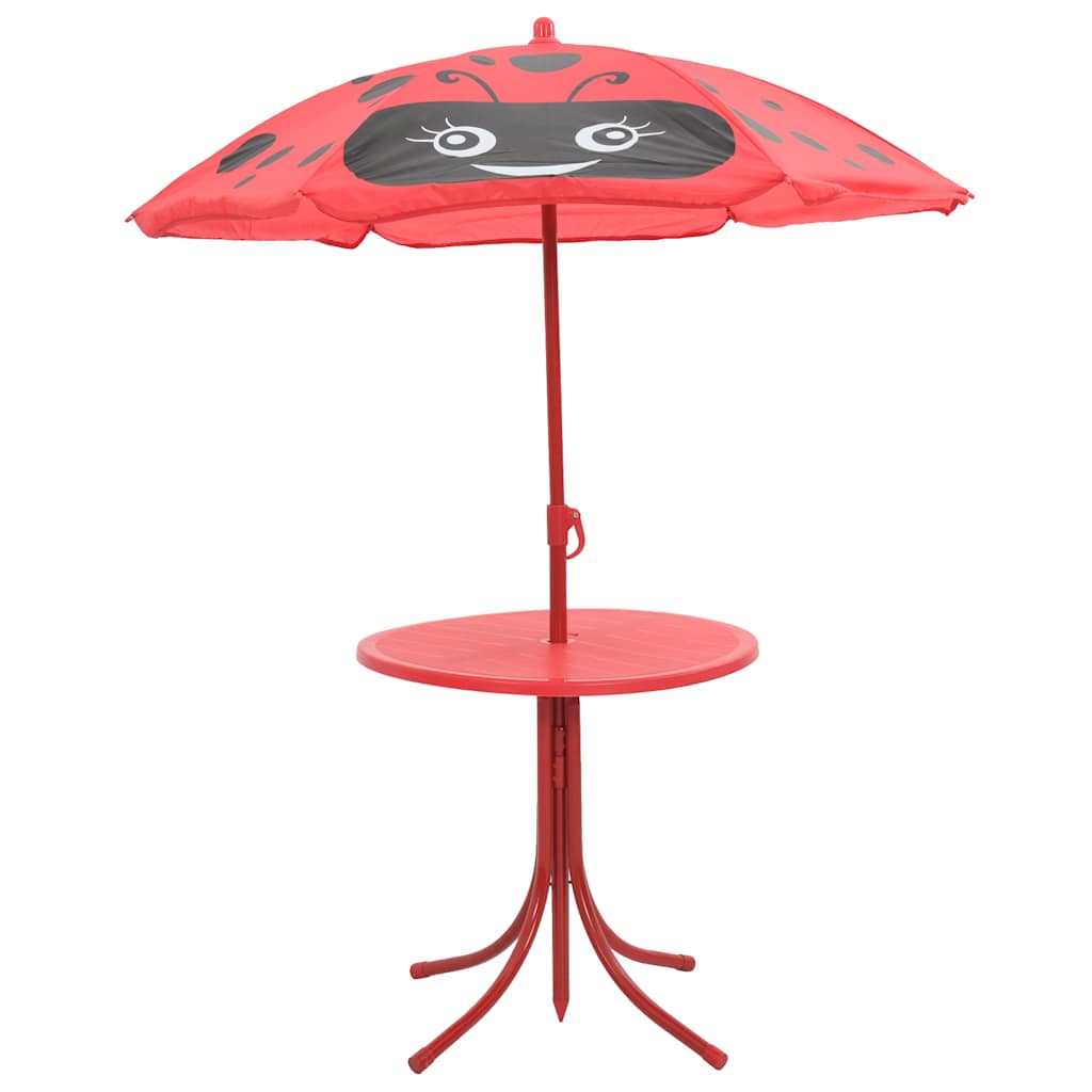 vidaXL 3-tlg. Garten-Bistro-Set für Kinder mit Sonnenschirm Rot