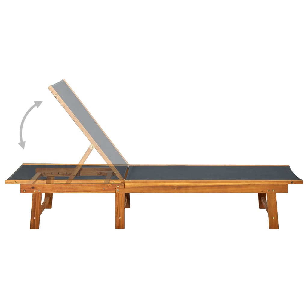 vidaXL Sonnenliege mit Tisch Massivholz Akazie und Textilene