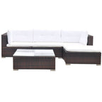 vidaXL 5-tlg. Garten-Lounge-Set mit Auflagen Poly Rattan Braun