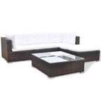 vidaXL 5-tlg. Garten-Lounge-Set mit Auflagen Poly Rattan Braun