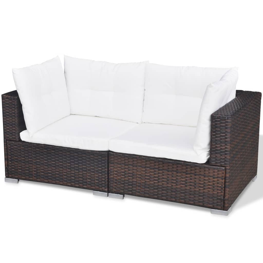 vidaXL 10-tlg. Garten-Lounge-Set mit Auflagen Poly Rattan Braun