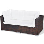 vidaXL 10-tlg. Garten-Lounge-Set mit Auflagen Poly Rattan Braun