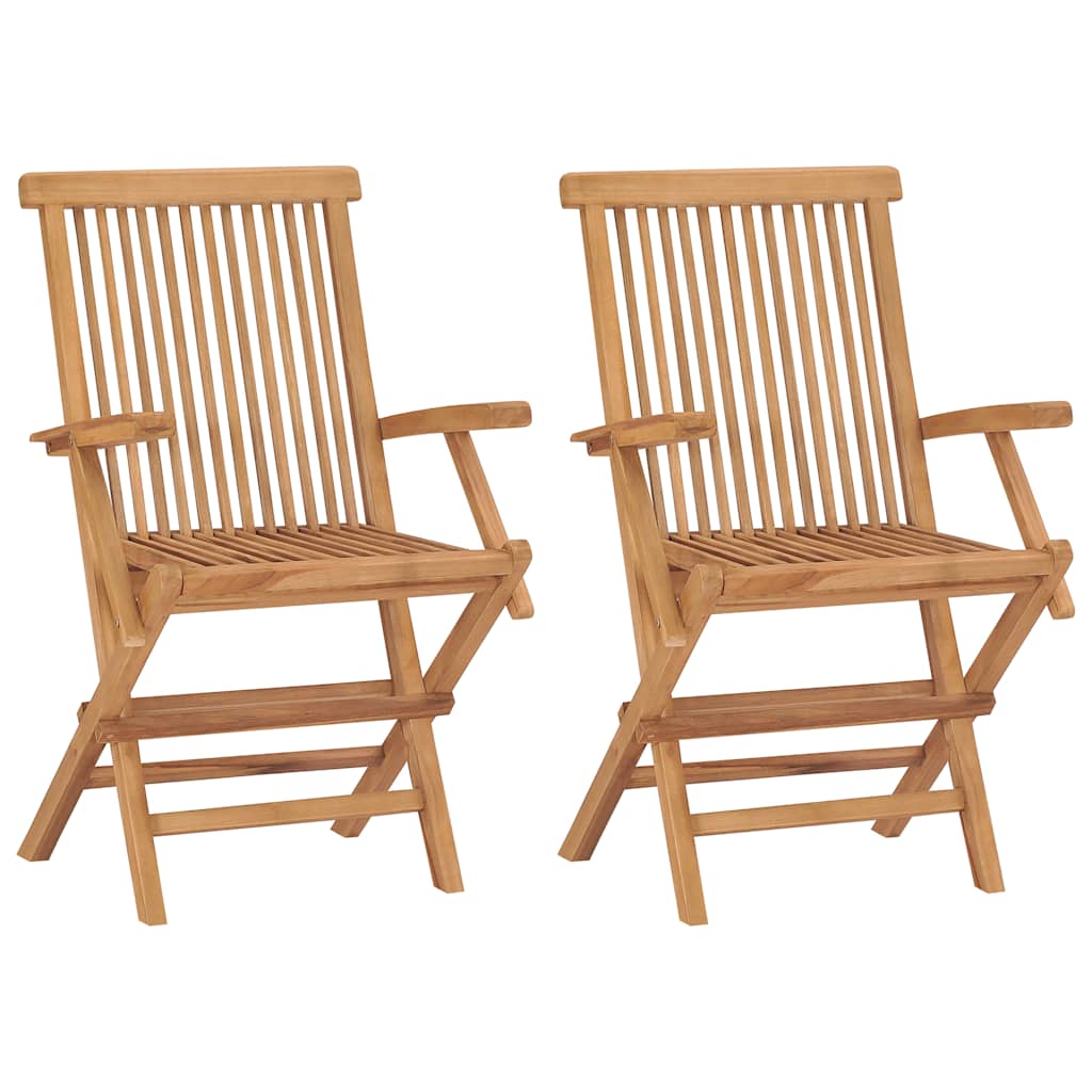 vidaXL Gartenstühle 2 Stk. Klappbar Massivholz Teak