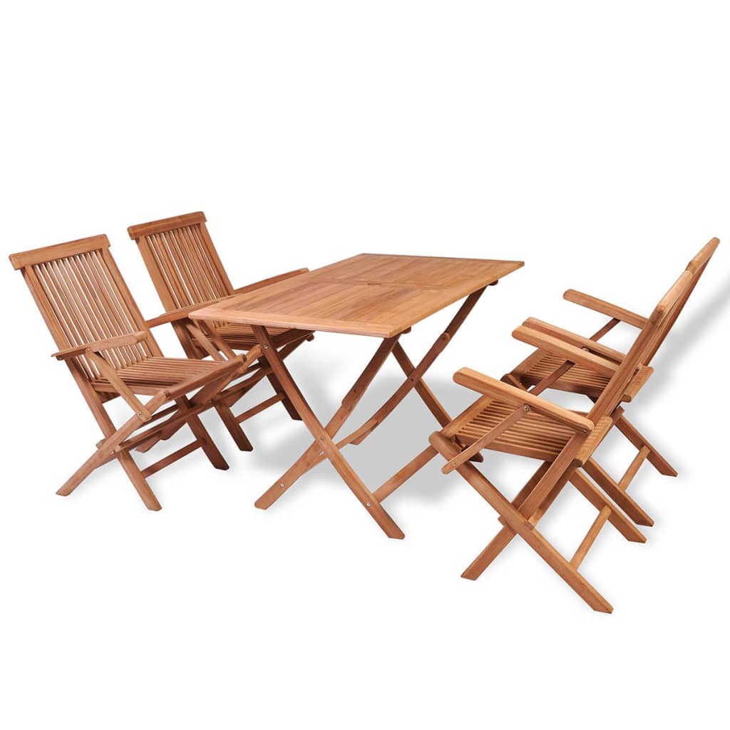 vidaXL 5-tlg. Garten-Essgruppe Klappbar Massivholz Teak