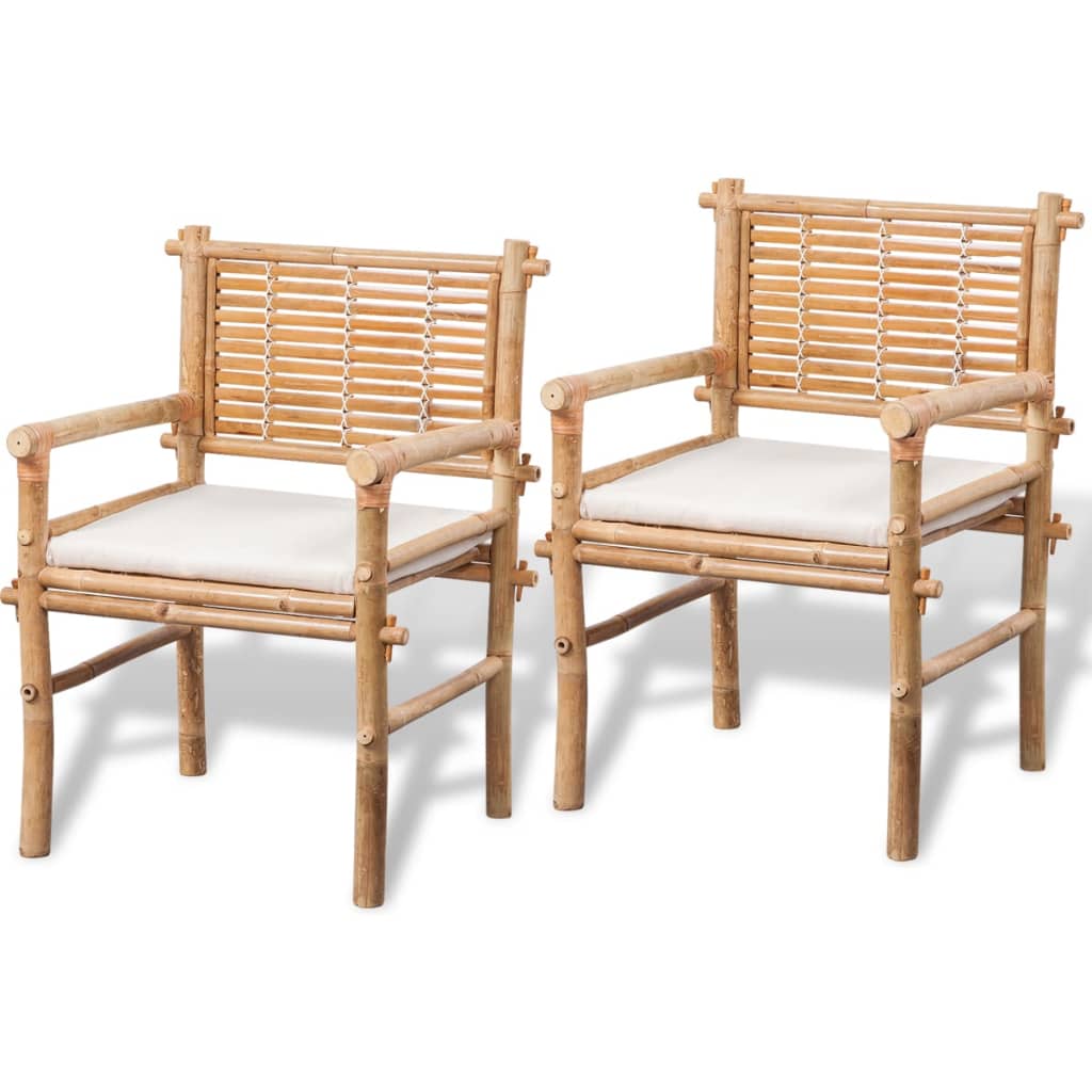 vidaXL 3-tlg. Bistro-Set mit Auflagen Bambus