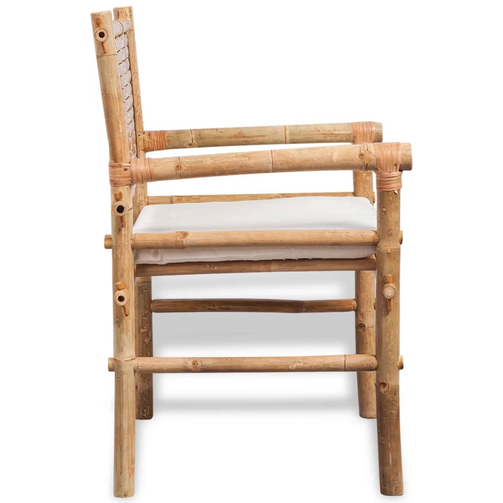 vidaXL 3-tlg. Bistro-Set mit Auflagen Bambus